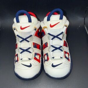 Size 7C - Nike Air More Uptempo TD Red Navy Camo, CZ7887-100, Clean, No Box
